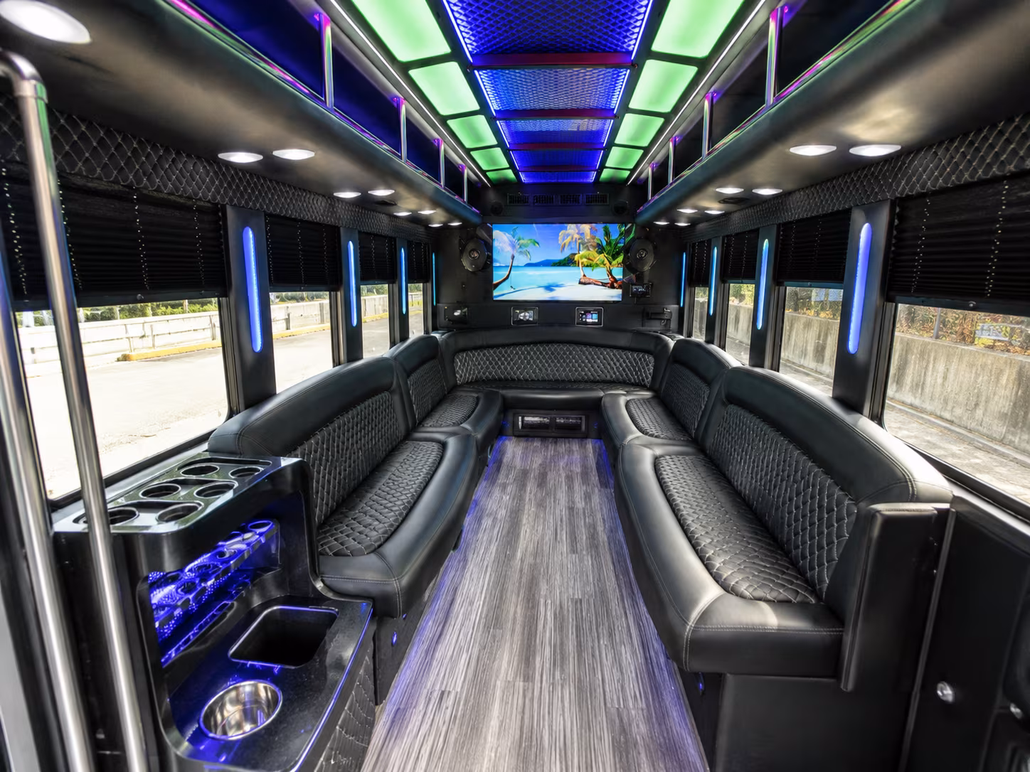 grand prairie 18 passenger party bus inside